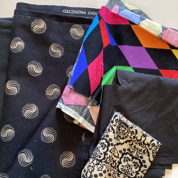 A Bundle Bag of Black Cotton Fabric Material Scraps Quilting Sewing Crafting - Picture 2 of 5